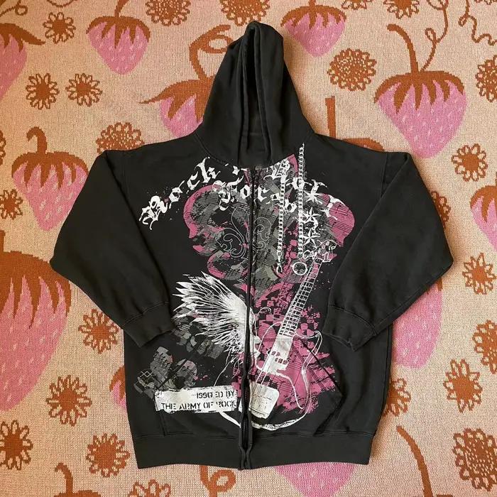 Sweat à capuche zippé pour femme, sweats à capuche zippés, sweat à capuche Emo, manches longues, est
