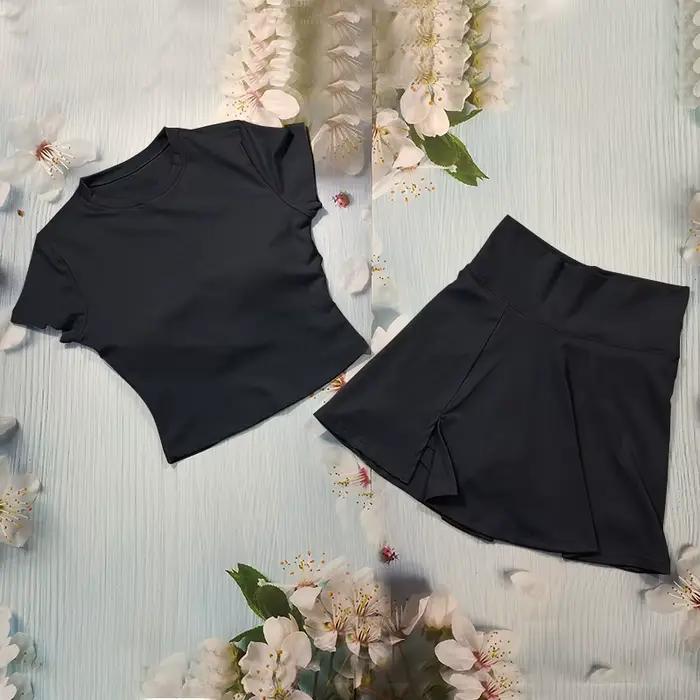 Ensemble jupe de Tennis en plein air pour femmes, vêtements de sport de Fitness, respirant, doux, vê