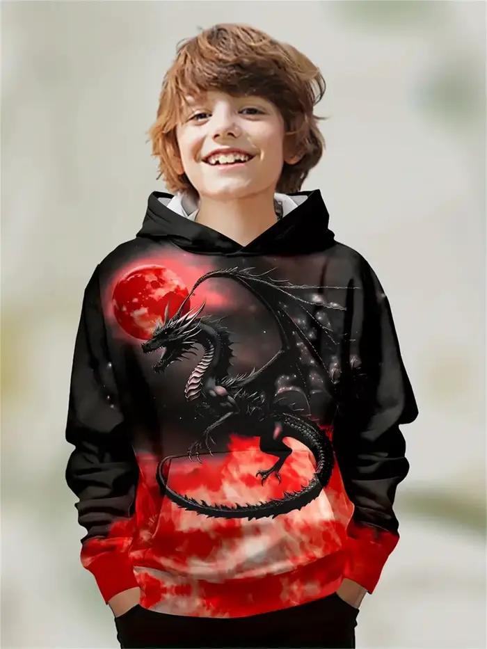 Sweat à capuche de course de motocross imprimé en 3D pour garçons, sweat-shirt décontracté pour enfa