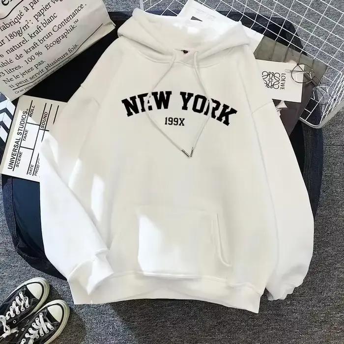 Sweat à capuche Europe et amérique pour femmes, lettre de New York y2k, automne hiver, pull décontra