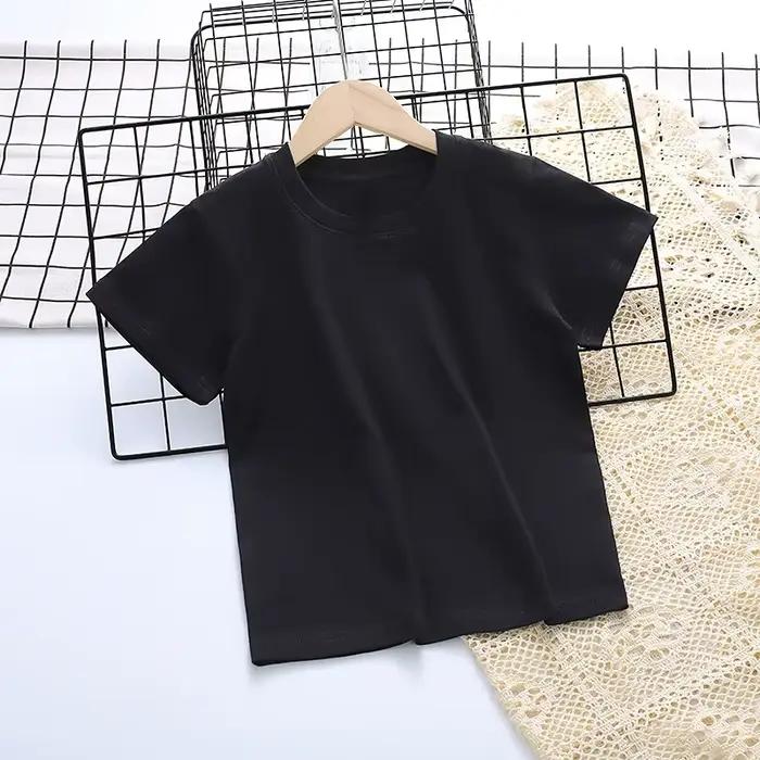 T-shirt KPOP Demon Hunters pour enfants, t-shirt noir de dessin animé pour filles, col rond, vêtemen