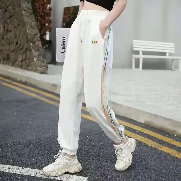 Jogging d'été pour femmes, pantalon de survêtement court, jogging décontracté, à rayures, tendance, 