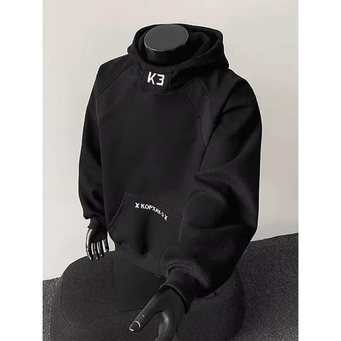 Sweat-shirt à capuche pour hommes, à la mode, coutures brodées, col montant, manches longues, veste 