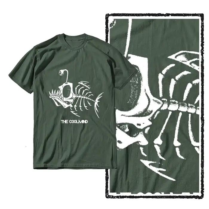 Bonefish crâne poisson de mer profonde squelette drôle pêcheur hommes T-Shirt coton col rond manches