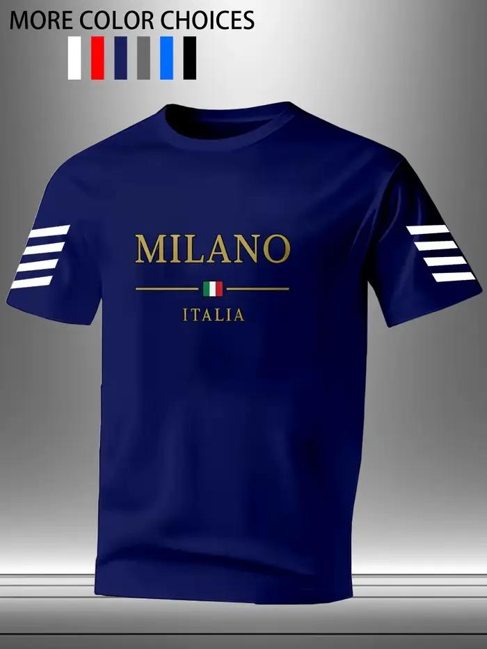 T-shirt imprimé MILANO ITALIA pour homme, tissu en maille respirant à séchage rapide, tee-shirt de s