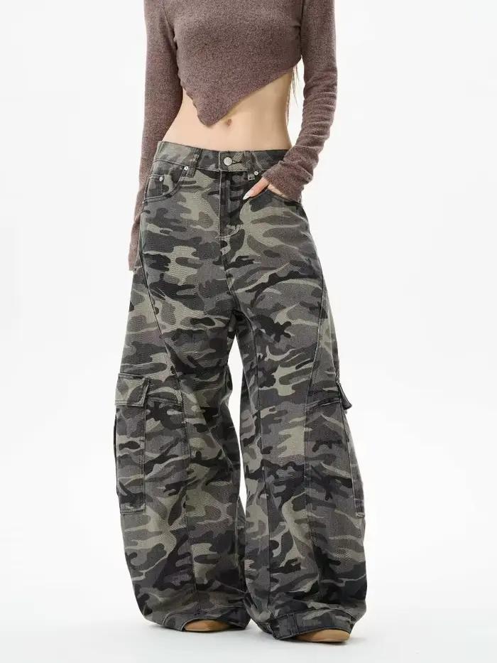 2025 Trashy Y2K Streetwear Camouflage Baggy Cargo jean pantalon pour femmes 90S Vintage vêtements la