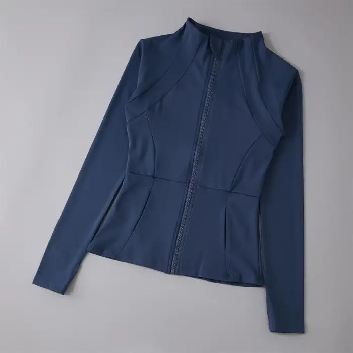 Dessus de Yoga coupe-vent fermeture éclair vestes de course femmes à manches longues course sport sw