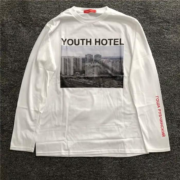Gosha Building – hôtel pour jeunes, manches longues, russe 032c, impression numérique HD, marque amp