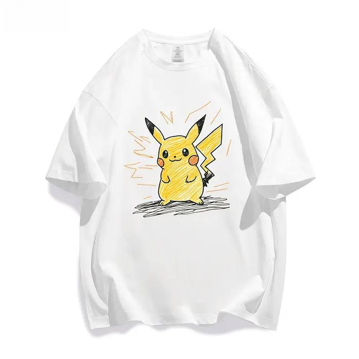 T-shirt à manches courtes Pok É Mon Pikachu, collaboration créative graffiti, pour parent et enfant,