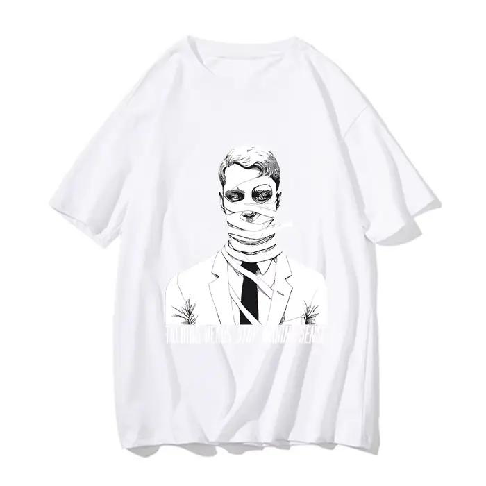 T-shirt manches courtes homme et femme, estival et décontracté, en coton, avec impression graphique