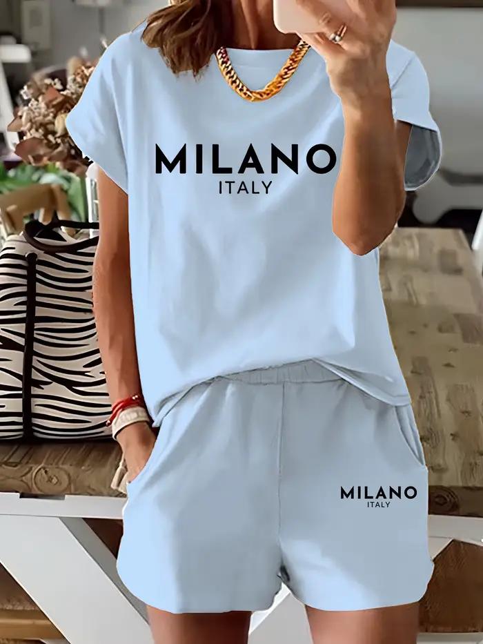 MILANO – ensemble de tenue de sport pour femmes, T-shirt à manches longues imprimé de figures abstra