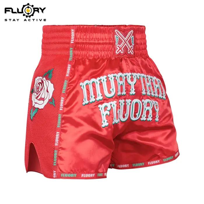 FLOORY short Muay Thai brodé en microfibre pour l'industrie lourde short de boxe short d'entraînemen
