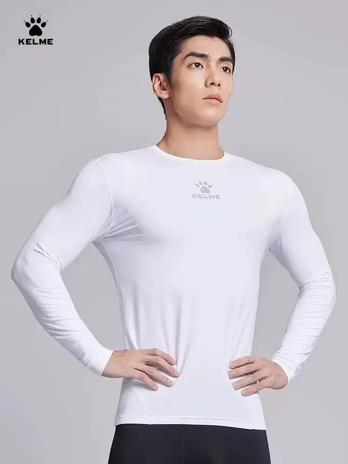KELME – collants en peluche de Compression à manches longues pour hommes, entraînement sportif, Fitn