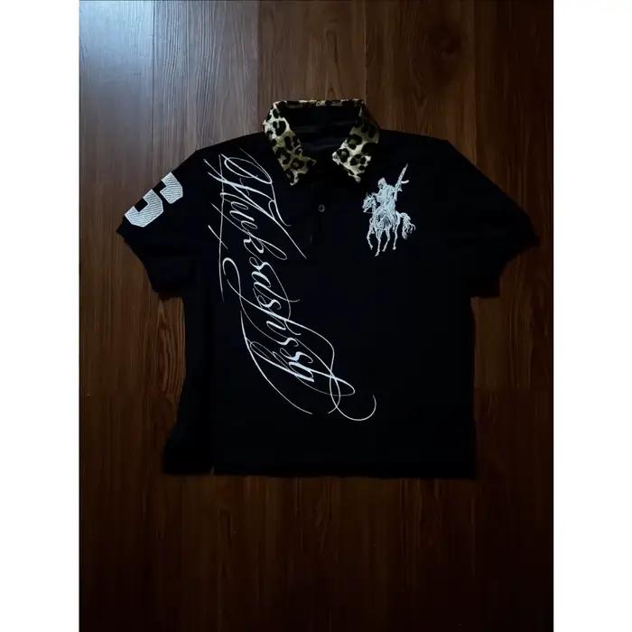 T-shirt Polo Y2K Gothique à Col Léopard, Manches Courtes, Motif Cheval Rétro, Hip Hop Graffiti Stree