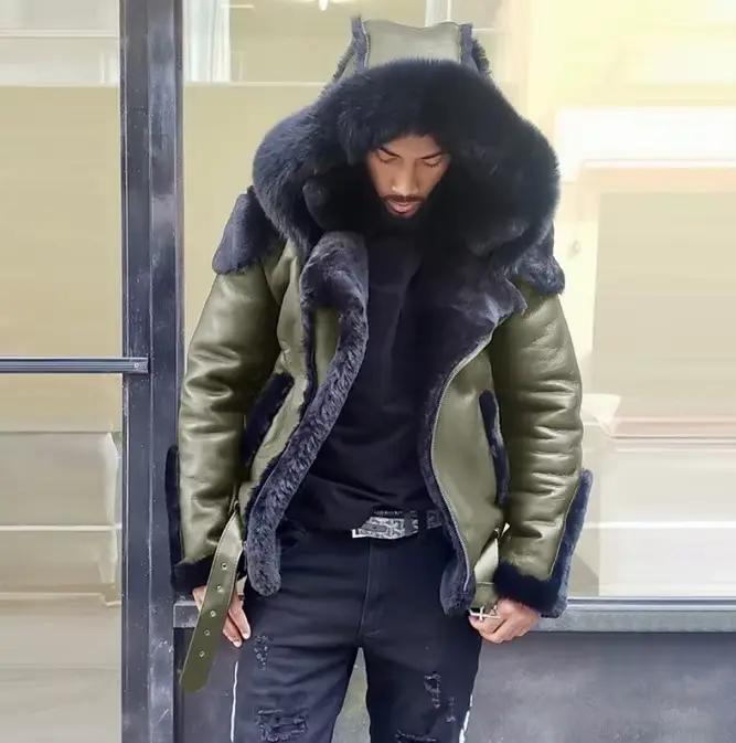 Manteau de fourrure d'imitation populaire, manteau d'hiver nordique à capuche en fourrure Pu pour ho
