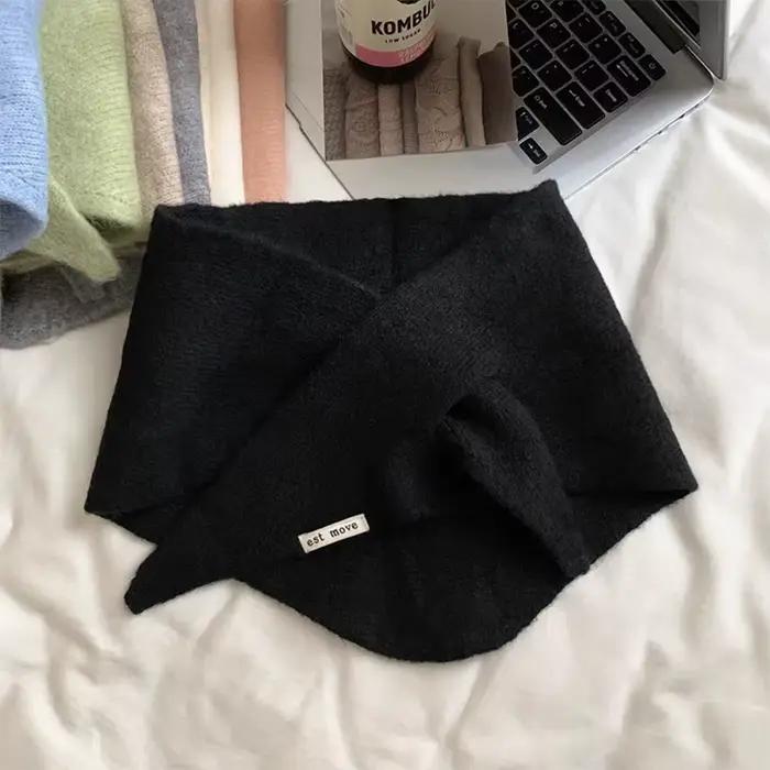 Écharpe et châle triangulaires d'hiver, chauffe-cou tricoté doux pour femmes, foulard chaud à carrea