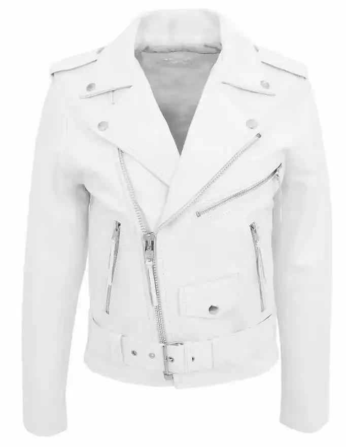 Veste en cuir blanc pour hommes, mode solide, manches longues, col rabattu, manteau pour hommes