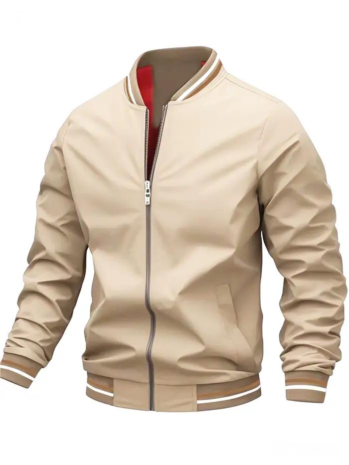 Veste de loisirs pour hommes, nouvelle collection printemps-automne, couleur unie et fermeture éclai