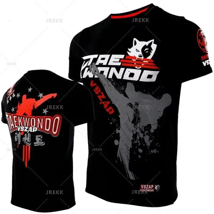 T-shirt de sport Muay Thai pour hommes et femmes, survêtements de boxe et de lutte en plein air, swe