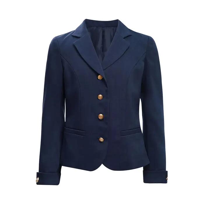Veste Blazer pour enfants filles, manches longues, revers solide, costume formel, manteau, uniforme 