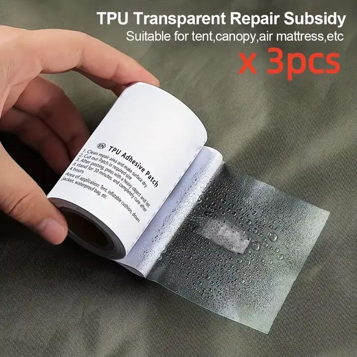 Patch de réparation transparent en TPU, 3 pièces/paquet, pour tentes, imperméables, bouées de natati