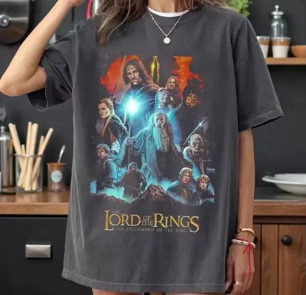T-shirt rétro imprimé motif Seigneur des Anneaux Garde Messager, T-shirt décontracté d'été pour homm