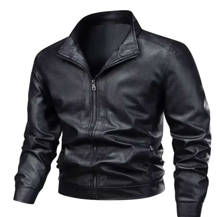 Nouvelle veste en cuir pour homme 2026, manteau de printemps, veste à col, coupe-vent décontractée p