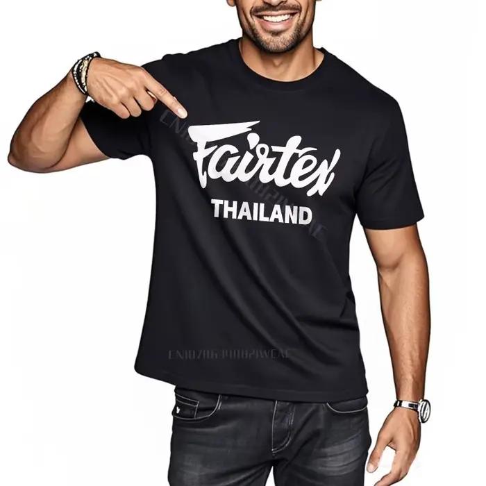 Haut d'été coton essentiel Teeshirts Fairtex thaïlande Logo Design Vintage grande taille t-shirt nou
