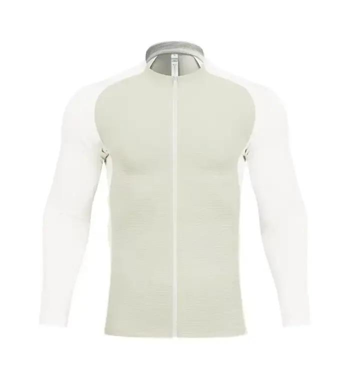 Sportif haut de fitness à manches longues pour hommes, veste de sport, séchage rapide, respirant, mi