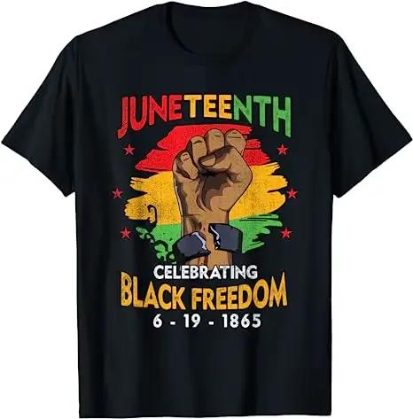 Juneteenth-T-shirt à manches courtes pour femme, chemises afro-américaines, tee-shirt noir, Freedom 