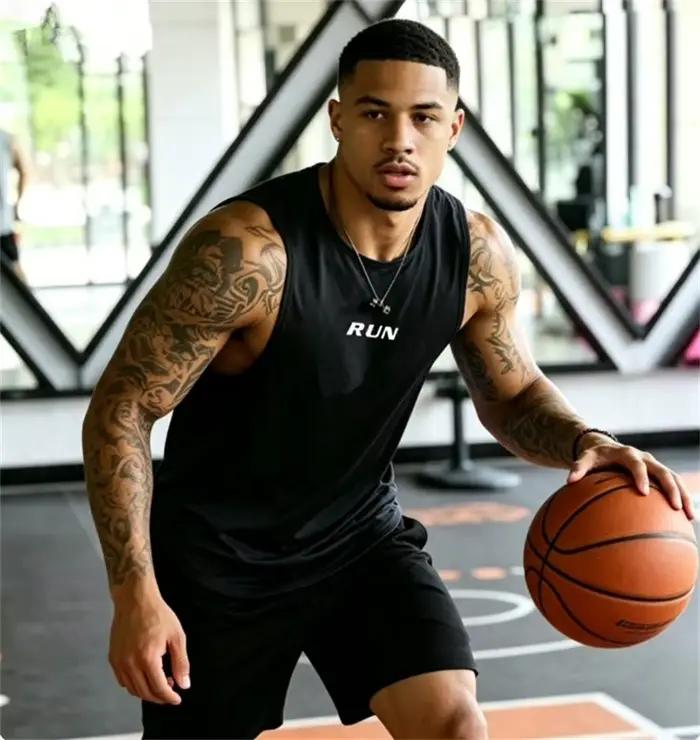 Débardeurs de fitness d'été pour hommes RUN, vêtements d'entraînement, fitness rapide, chemises sans