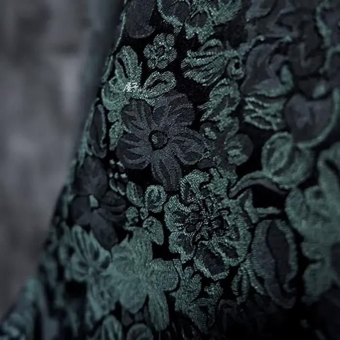 Veste Qipao à motif de fleurs, jupe Hanfu, jacquard tridimensionnel, mélange créatif, tissu de créat