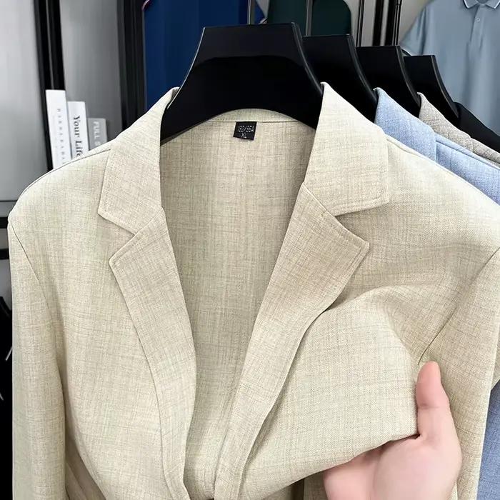 Veste de costume en lin mélangé pour homme, blazer léger décontracté chic, protection solaire estiva