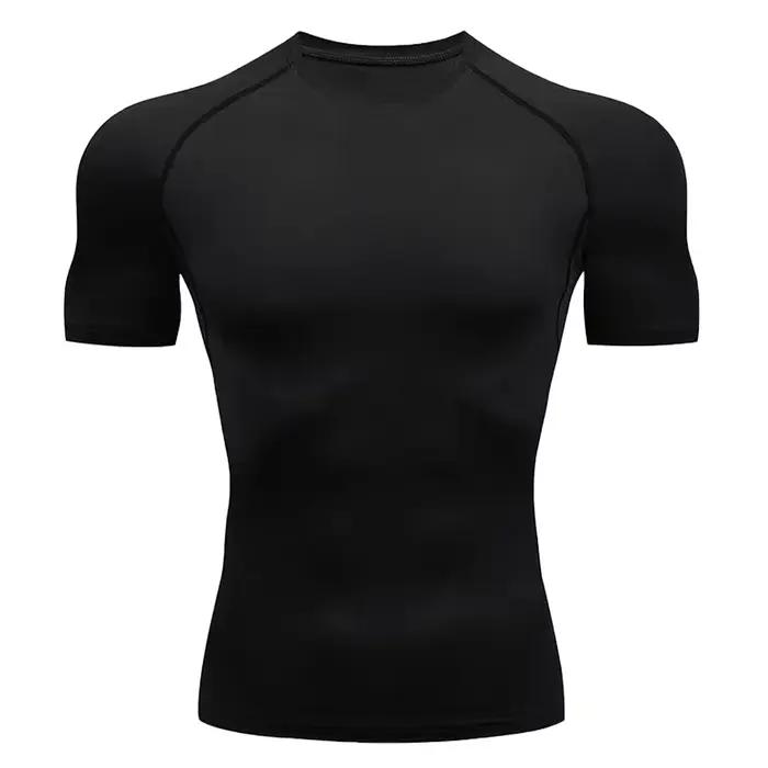 T-shirt de compression pour hommes, vêtements de sport, t-shirt de course à séchage rapide, hauts de