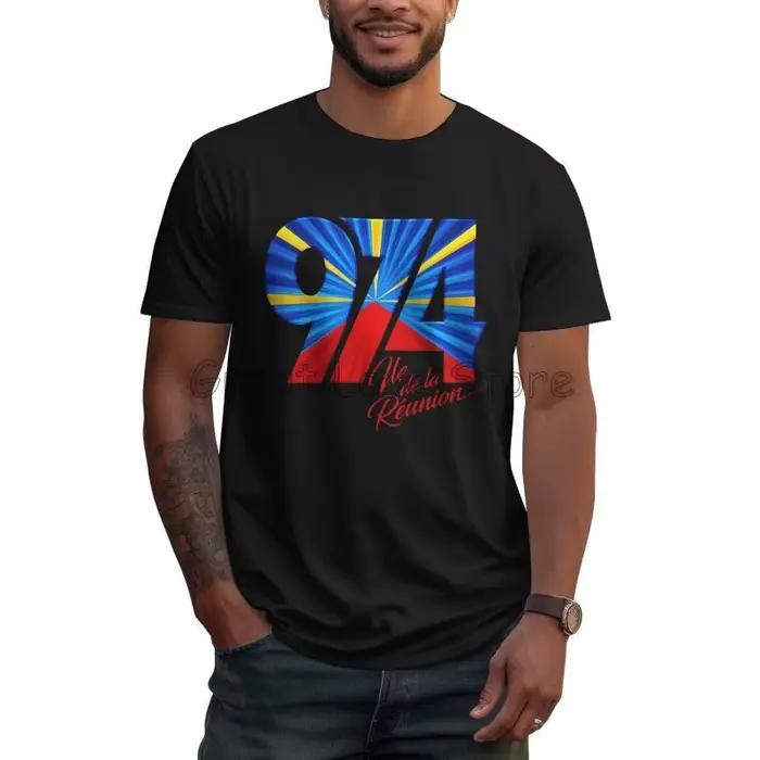 Personnalisé 974 île de la réunion Logo imprimé T-shirt hommes coton graphique t-shirts été décontra
