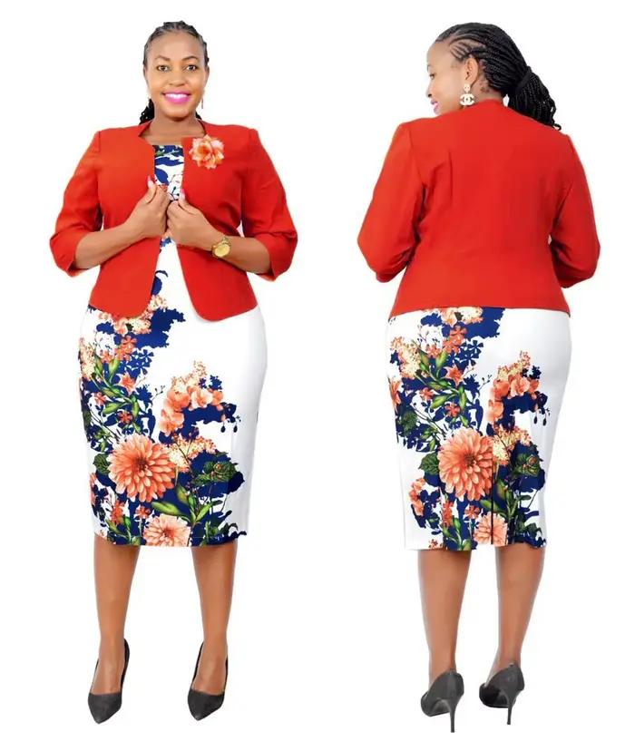 Ensemble de mode imprimé à manches longues pour femmes, manteau, gilet, jupe, robe, ensemble automne