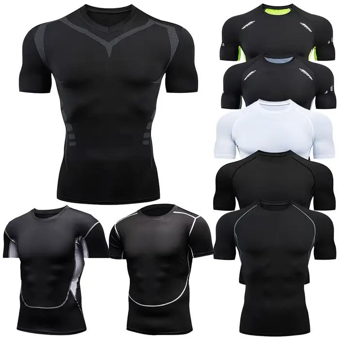 Sport T-Shirt hommes séchage rapide à manches courtes Sport T-Shirt hauts salle de Sport Fitness Com