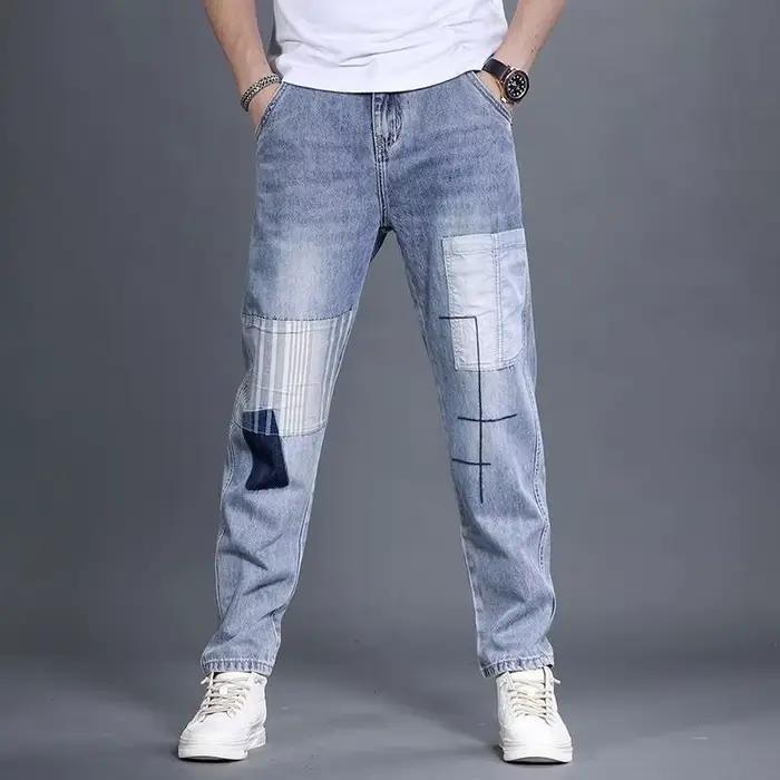 Vêtements Punk 2026 Nouveaux Jeans d'été pour Hommes Coupe Droite Couleur Claire Extensible Tendance