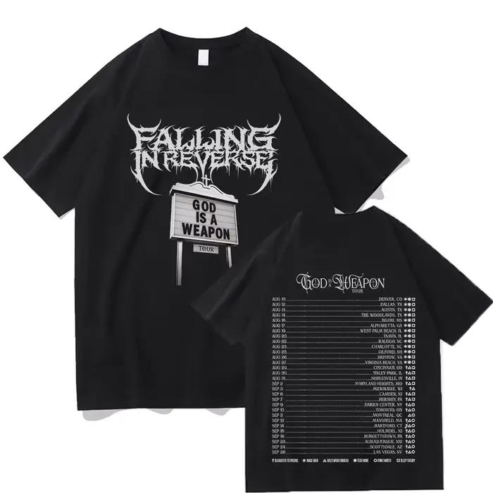 Falling in Reverse God Is A Weapon Tour t-shirts 2025 mode à manches courtes coton été t-shirts Hip 