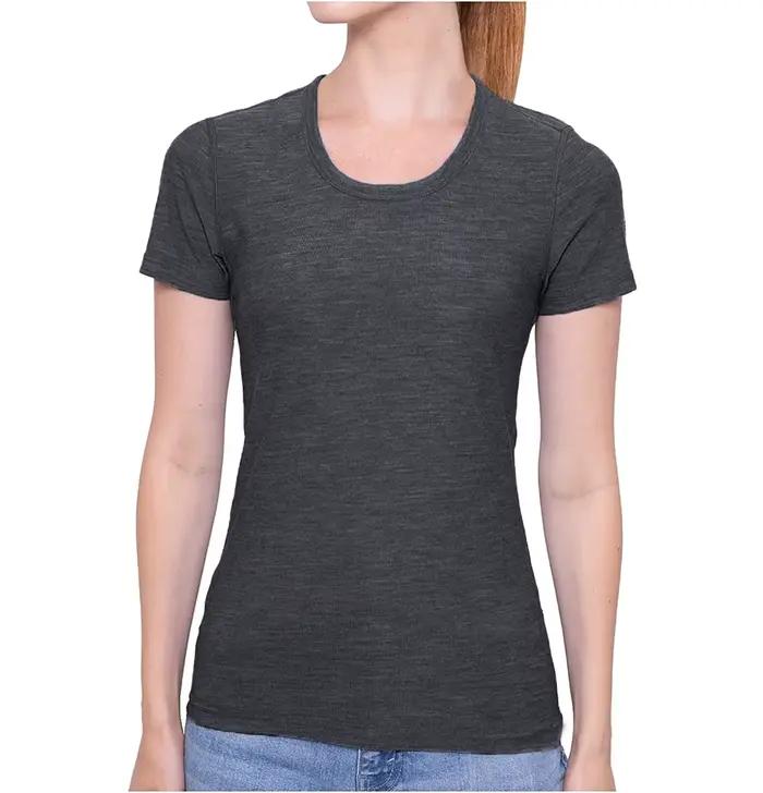 T-shirt à manches courtes en laine mérinos pour femme, coupe couvertes, couche de base, t-shirt resp