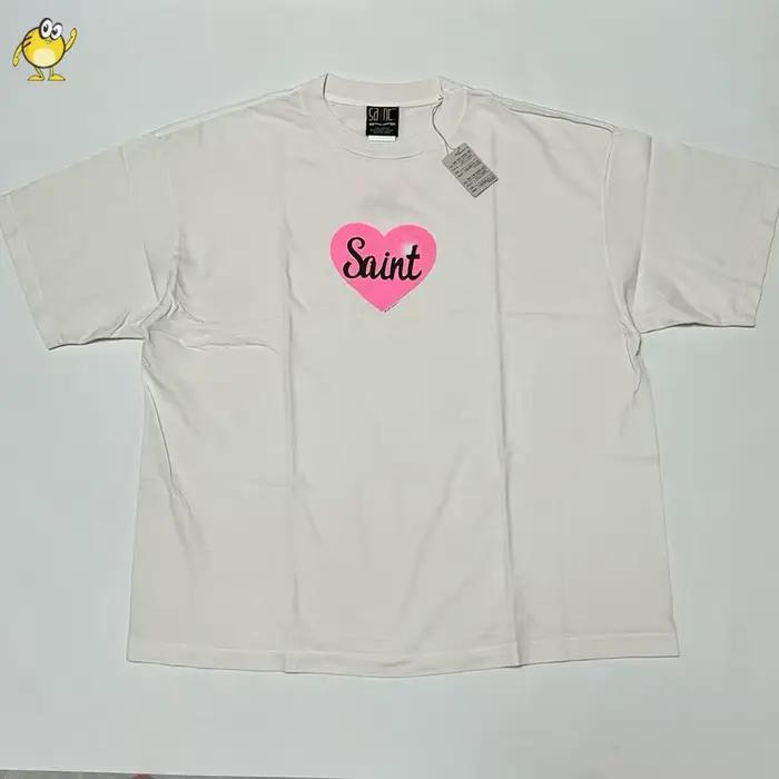 T-shirt Rétro Saint de Bonne Qualité pour Homme et Femme, Effet Délavé, Impression Vieillie, Manches
