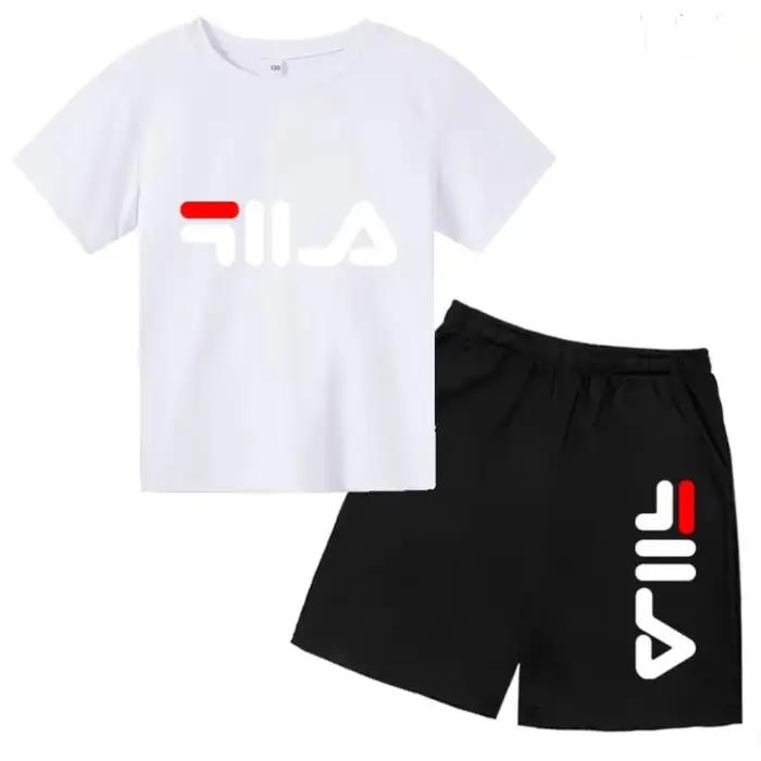 Ensemble de jogging d'été 2 pièces pour enfants, t-shirt et short imprimés, pour garçons et filles, 