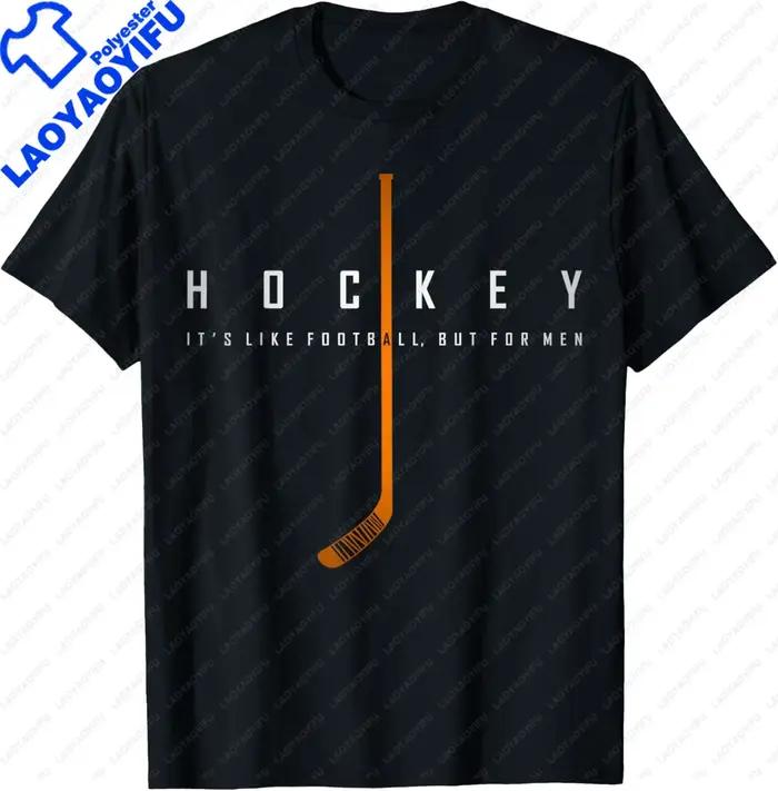 T-Shirt de hockey sur glace vintage pour homme, cool, c'est comme le football, mais amusant, streetw