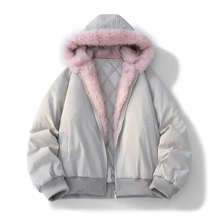 Veste d'hiver homme femmes col de fourrure mode Parka épais manteau chaud surdimensionné veste décon