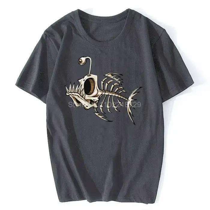 Bonefish crâne poisson de mer profonde squelette drôle pêcheur pêcheur pêcheur T-Shirt coton col ron