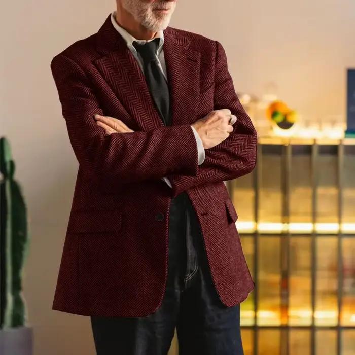 Veste à chevrons pour hommes, Blazer décontracté, simple boutonnage, Slim, mode décontractée, vêteme