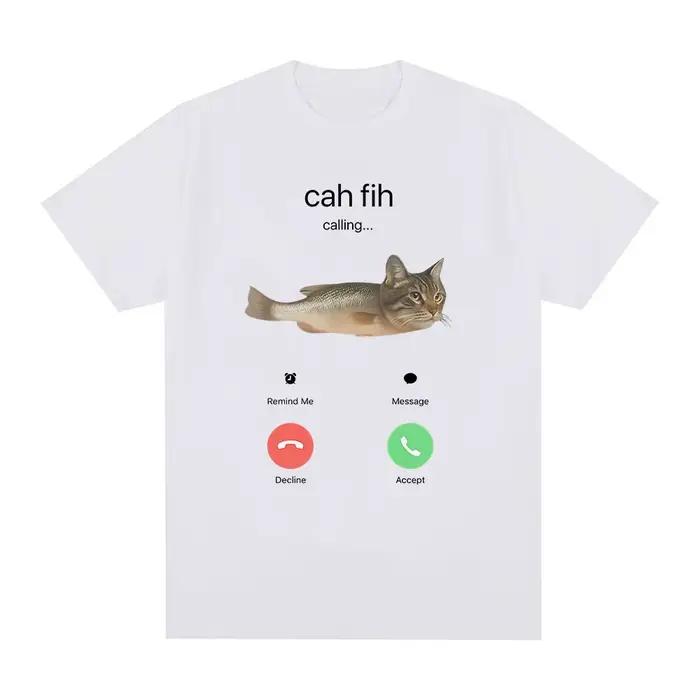 T-shirt humoristique Cah Fih Meme : Chat, Poisson, Meme Hybride – Cadeau Culture Internet Humour Abs