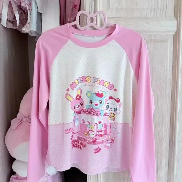 Japonais Kawaii t-shits femmes décontracté Y2k haut court doux Lolita t-shirts conception pour fille
