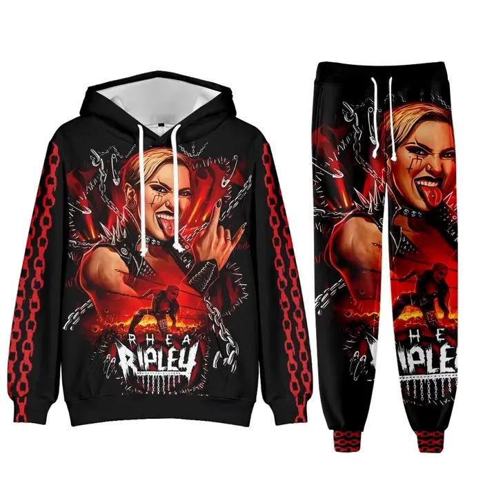 Rhea Ripley Merch – ensemble de sweats à capuche et pantalons, pull deux pièces, vêtements pour homm