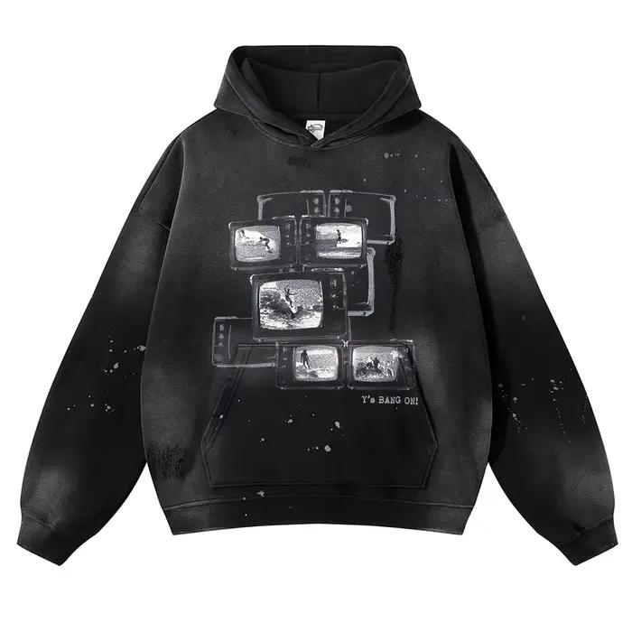 Sweat à capuche surdimensionné Hip Hop pour hommes, vêtements de rue Sportedly, motif DTG, sweat à c